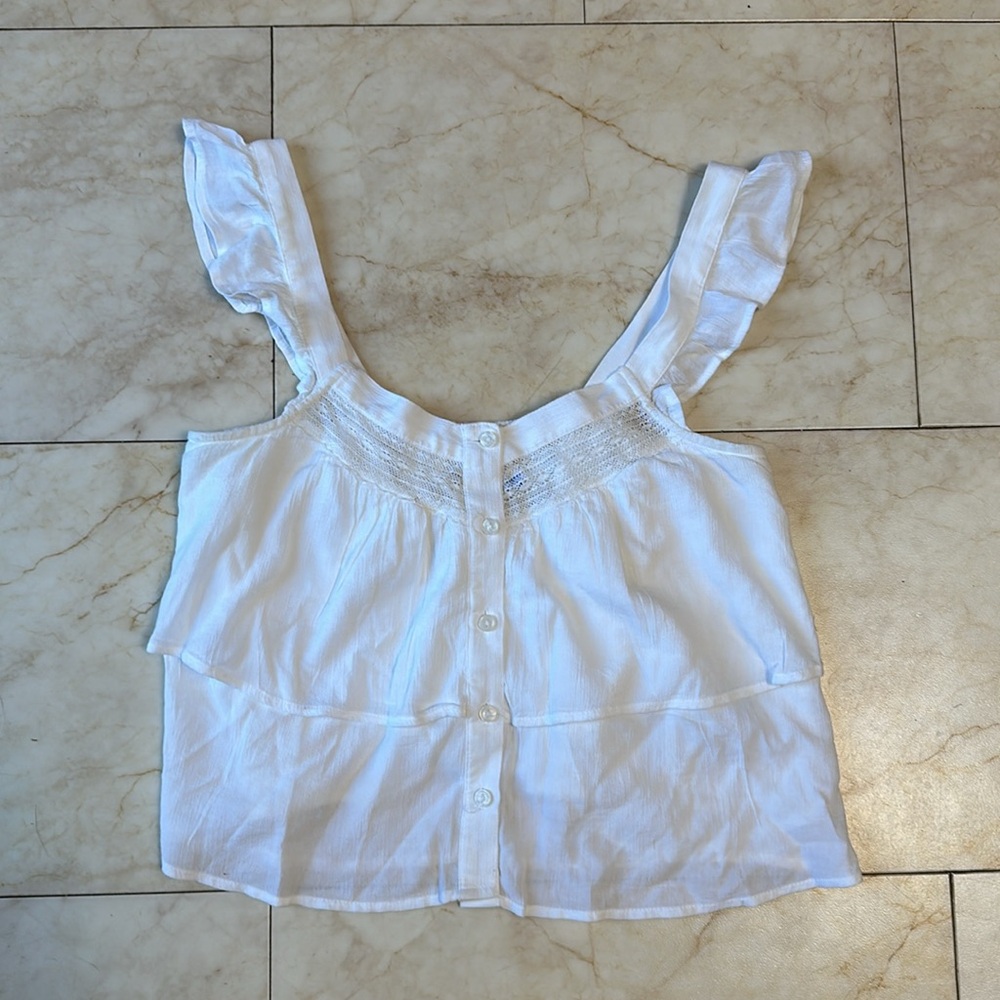 Flutter-Sleeve Button-Up Blouse - image 6